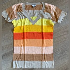 Chris Benz Tan and Cream Knit Top 100% Cotton Size Medium